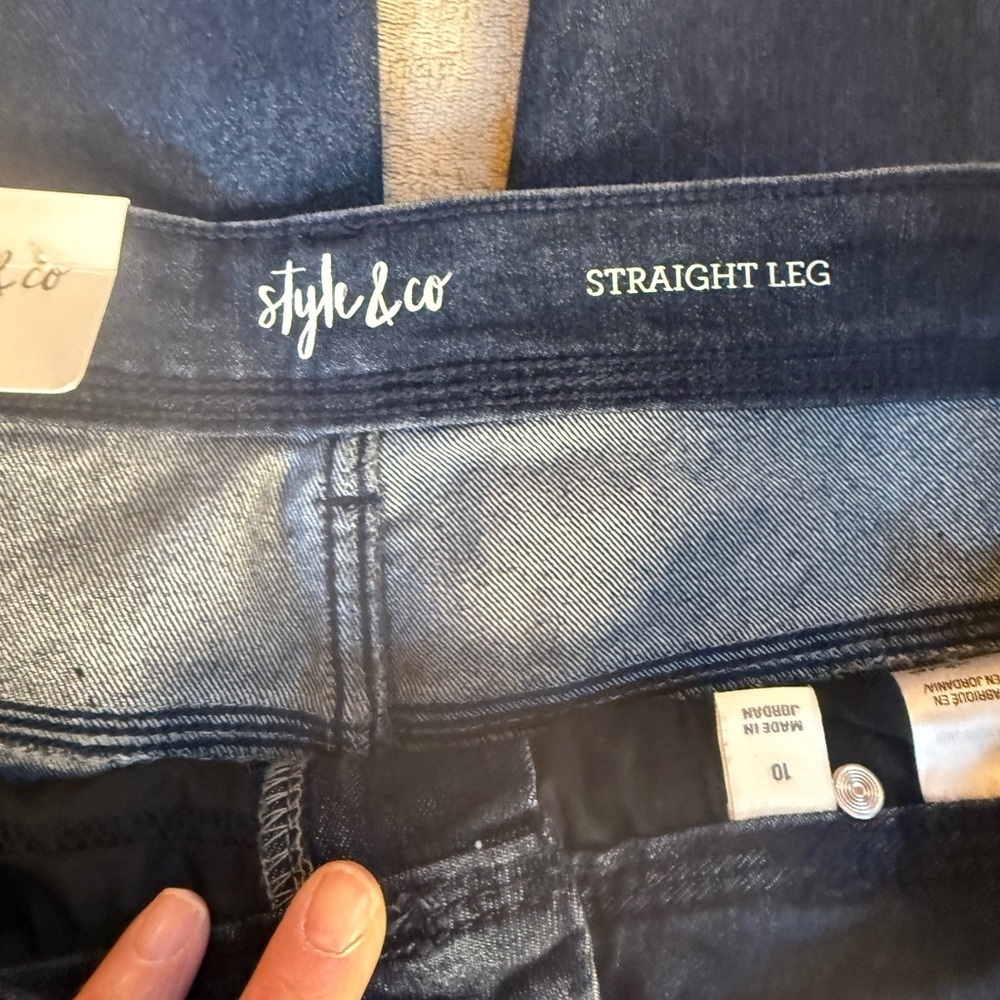 NWT Style & Co. Ladies Size 10 Rail Straight Dark Wash Mid-Rise Dress Jeans - Picture 4 of 13
